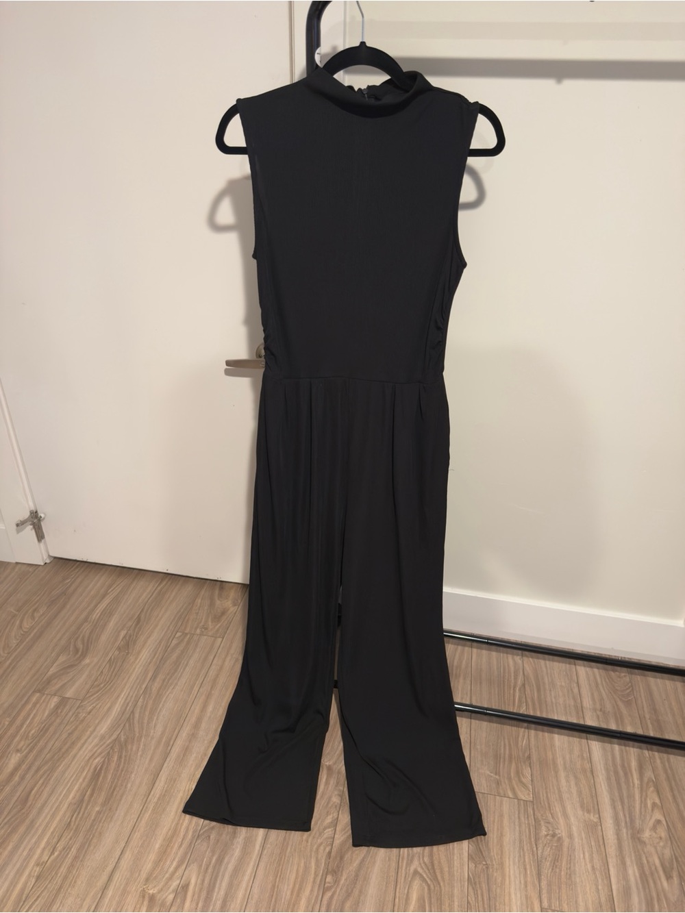 Sleeveless Black Mock-Neck Wide-Leg Jumpsuit